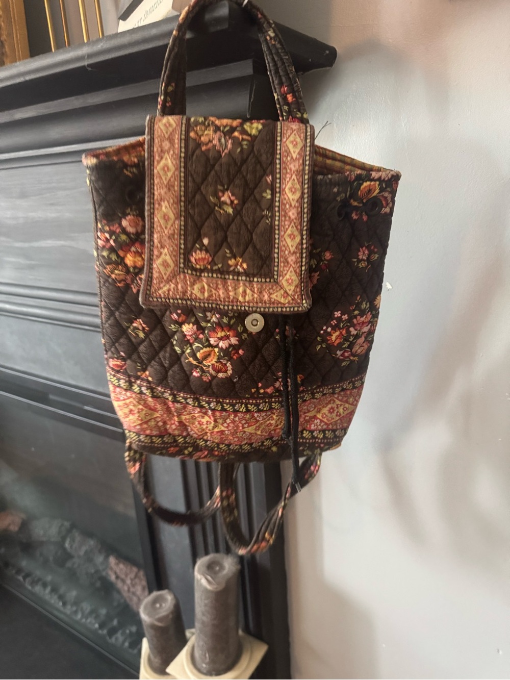 Vera Bradley Brown Quilted Floral Hobo Bag